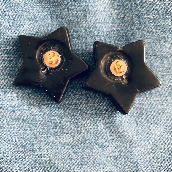 Vintage Star Gold Studded 80s Rocker Maximalist 2” Stud Earrings - Picture 2 of 6